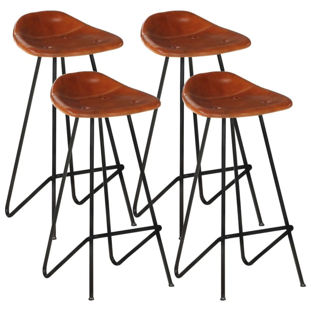 Vidaxl Barové stoličky 4 ks hnedé pravá koža